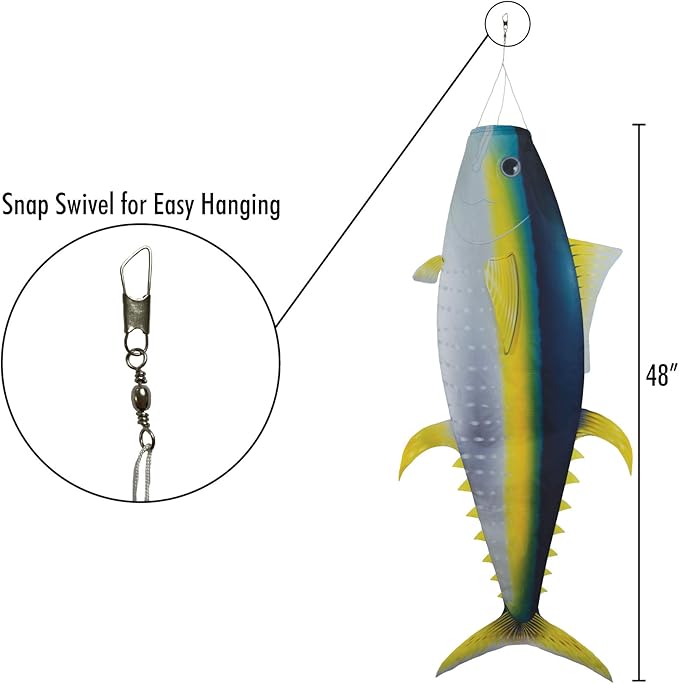 In the Breeze 5162 — Yellowfin Tuna 48-inch Fish Windsock-Realistic Fishsock