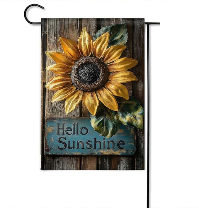 Gkyygk Welcome Garden Flag 12x18 Inch Hello Sunshine Sunflower Double Sided Small Burlap Banners Yard House Seasonal Farmhouse Home Decor for Men Women