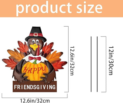 Friendsgiving Metal Turkey Yard Signs Rustic Thanksgiving Decorations with Stakes for Outdoor Indoor Fall Harvest Welcome Sign for Porch, Lawn, and Wall Decor