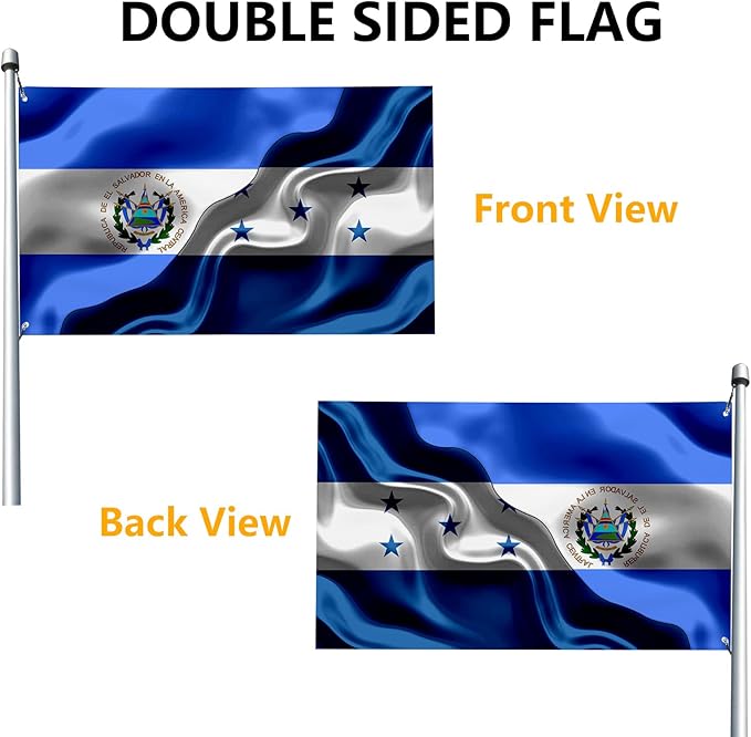 El Salvador And Hondurans Honduras Flag 3x5 Ft Double-Sided Printed Indoor/Outdoor Flag Polyester Fabric Decorative Banner With 2 Brass Grommets 3x5 Foot National Flags For Outside