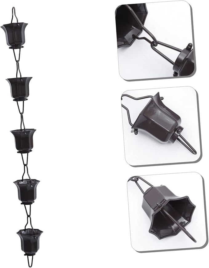 Happyyami 1pc Decorative Lotus Rain Chain Cups Stylish Japanese Design for Downspout Gutter Elegant Outdoor for Gardens and Patios Family and Friends