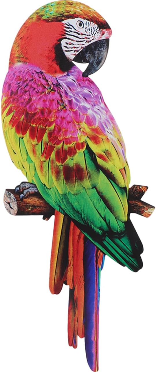 Didiseaon Colorful Tropical Macaw Wall Sculpture Parrot on Branch Statues Metal Art Hanging Ornament for Outdoor Garden Kitchen Decor