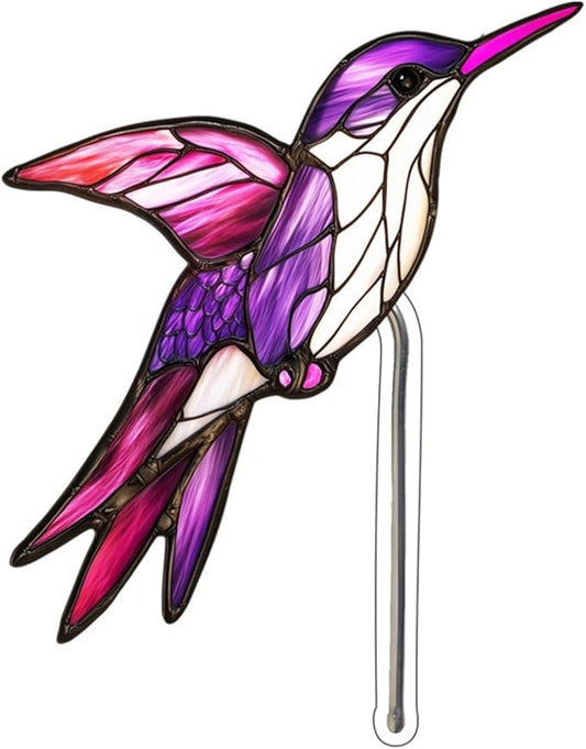 Bird Butterfly Flower Plant Pot Stake Decoration, 4.7 Inch 2D Colorful Acrylic Bird Butterfly Garden Ground Insert Decor, Outdoor Yard Lawn Pathway Patio Art Ornaments, Gifts for Mom (Color_A)