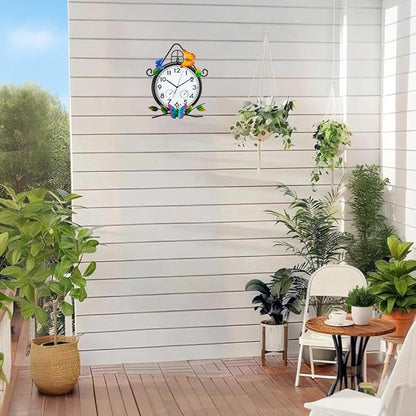 15'' Large Outdoor Clock, Wall Clock with Thermometer & Humidity Silent No-Ticking Outdoor Clocks Waterproof for Patio, Living Room, Kitchen