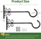 BOLITE Plant Hangers, 12 Inch Hanging Plant Brackets Outdoor or Indoor, Wall Hooks for Hanging Hummingbird Feeders, Bird Feeders, Planters, Lanterns, Wind Chimes, 2 Pack, Black, Gifts for Women Men