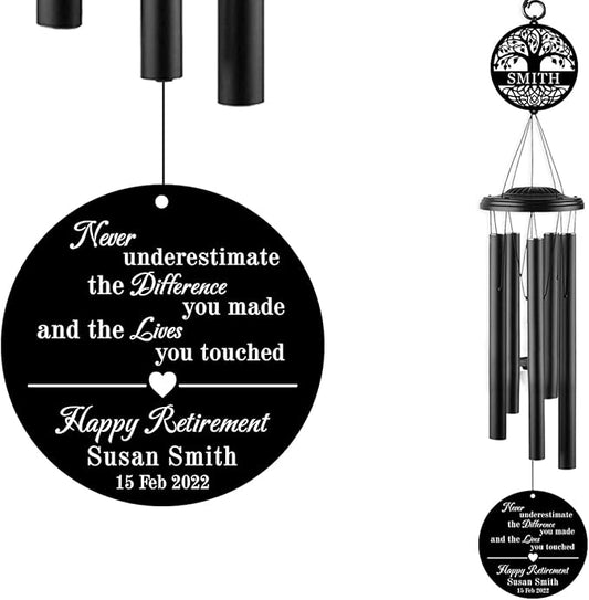 Personalized Retirement Wind Chimes, Custom Retirement Gifts, Personalized Tree of Life Wind Chime with Name