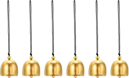 PATIKIL 6 Pcs Wind Chime, Hanging Bells Temple Bells Retro Outdoor Hanging Metal Chinese Wind Chime Round for Outside Garden Camping, Gold Black