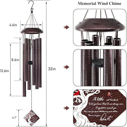 Memorial Wind Chime with Cardinal Bird and Tree – Sympathy Gift for Loss of Loved One – Bereavement Wind Chime with Saying “A Little Red Cardinal Bird to Let You Know” for Garden or Outdoor Decor