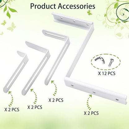 VIVIKEN Planter Box Brackets, Adjustable Flower Box Brackets for Deck Railing, 2 Pack No Drill Window Box Bracket for Outdoor Planters-White
