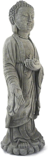 Modern Artisans Standing Shakyamuni Buddha - 24" Tall Cast Stone Garden Statue, American Made
