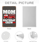 Vintage Tin Metal Sign Mom Of The Birthday Crew Fire Truck 8x12 Inches Retro Wall Decor for Home,Garden,Patio,Office,Kitchen,Bathroom,Living Room,and More! Funny Quotes & Motivational Decorations