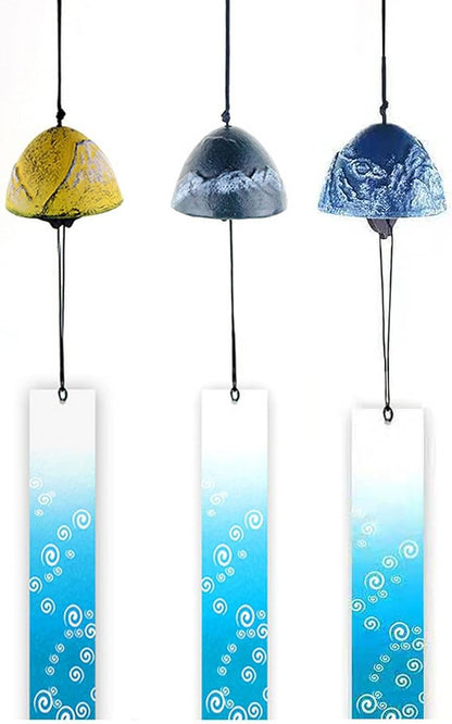 Windchimes Set of 3, Cast Iron Japanese Mount Fuji Wind Chime, Garden Decoration Wind Bell for Outside Patio Hanging Decor