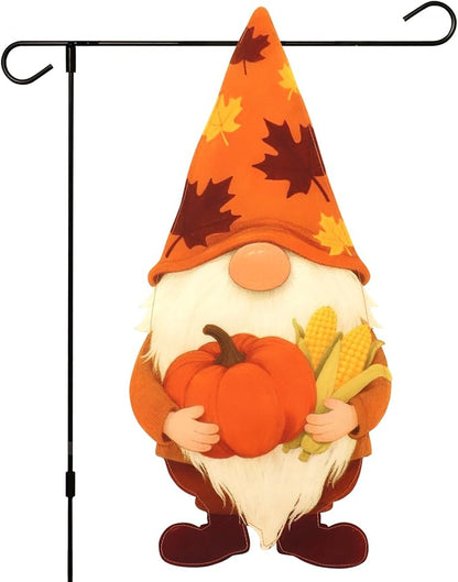 Thanksgiving Garden Flags 12x18 Inch Double Sided, Fall Gnome Yard Flags for Outside, Farmhouse Front Porch Outdoor Autumn Decor Holiday All Seasons Decoration