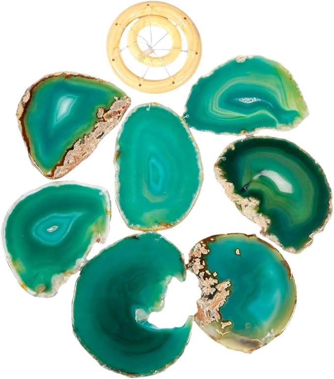 rockcloud Agate Slices Geode Wind Chime Home Garden Decoration Figurine, 28-33 inches
