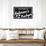 MeMate Personalized Metal Sign for Backyard, Patio, Garden, Deck, Large Outdoor Decor, Housewarming Gifts