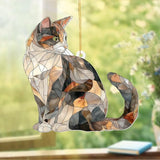 Stained Glass Cat Ornament – 2025 Christmas Tree Decoration, Handmade Animal Suncatcher for Window, for Cat Lovers & Unique Home Décor (Sun-05)