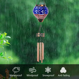 Starsoul Solar Wind Chimes for Outside, American Flag Hot Air Balloon with Flickering Flame Solar Wind Chime, Glass Windchimes Outdoors Garden Decor, Gift for Mother's Day Mom Grandma