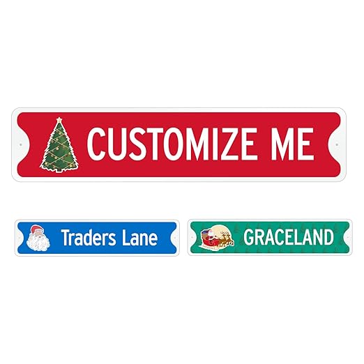 SmartSign Custom Christmas Decoration Sign - 4" x 18" Holiday Decor Design with Custom Clipart, Personalized Metal Street Sign, 40 mil Laminated Aluminum, Choose Color/Background, USA-Made
