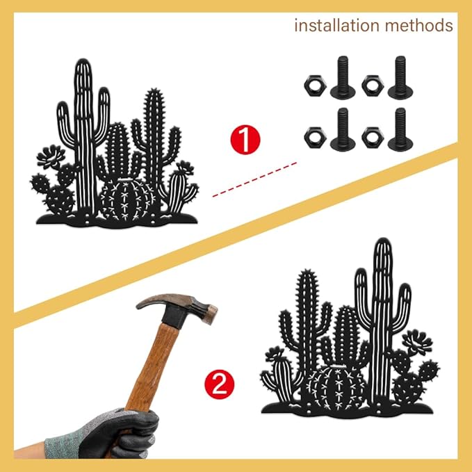 SUPERDANT Metal Cactus Garden Decor for Outside Plant Yard Stakes for Decorations Outdoor Statues Iron Art Stake Decorative Silhouette Lawn Ornament Patio Porch Farmhouse Decoration Gifts
