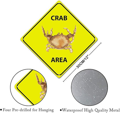 Crab Crossing Sign Caution CrabXing Sign Street Sign Wildlife Novelty Road Fence Wall Decor Warning Metal Tin Sign For Indoor Outdoor Highway12x12in