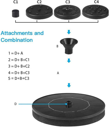 Solar Bird Bath Fountain Pump, Floating Garden Water Pump, Outdoor Patio Porch Backyard Pond Pool Landscape Decorative Bird Bath Feature