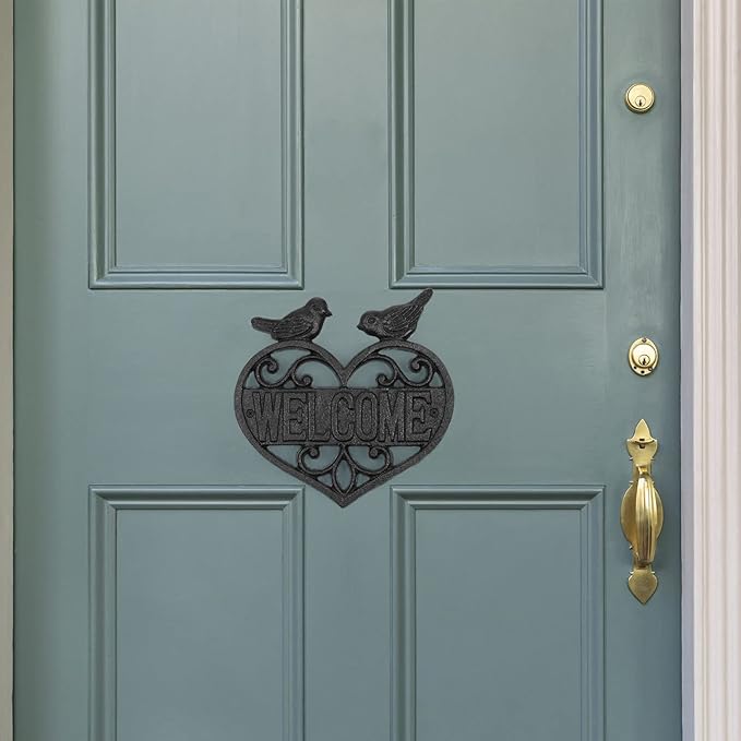 MOLIGOU Cast Iron Welcome Sign, Wall Mount Welcome Plaque, Bird Welcome Sign for Front Door, Porch, Entryway
