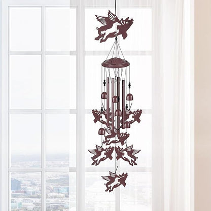 Flying Pigs Wind Chimes Outdoor Decoration, Gifts for Mom, Home, Garden, Balconies, Rooms, Patio, Indoor, Memorial Wind Chimes, 37.5 Inch Fly Pigs Wind Catcher, Outside Waterproof Pig Wind Bells