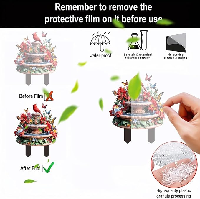 Hummingbird Flowing Water Garden Stake Decor, Butterfly Acrylic 2D Garden Decoration,Sculptures Ornament Garden Accessories for Outdoor Indoor Yard Lawn Pot Plants (Style B)