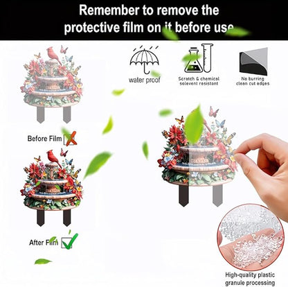 Hummingbird Flowing Water Garden Stake Decor, Butterfly Acrylic 2D Garden Decoration,Sculptures Ornament Garden Accessories for Outdoor Indoor Yard Lawn Pot Plants (Style B)