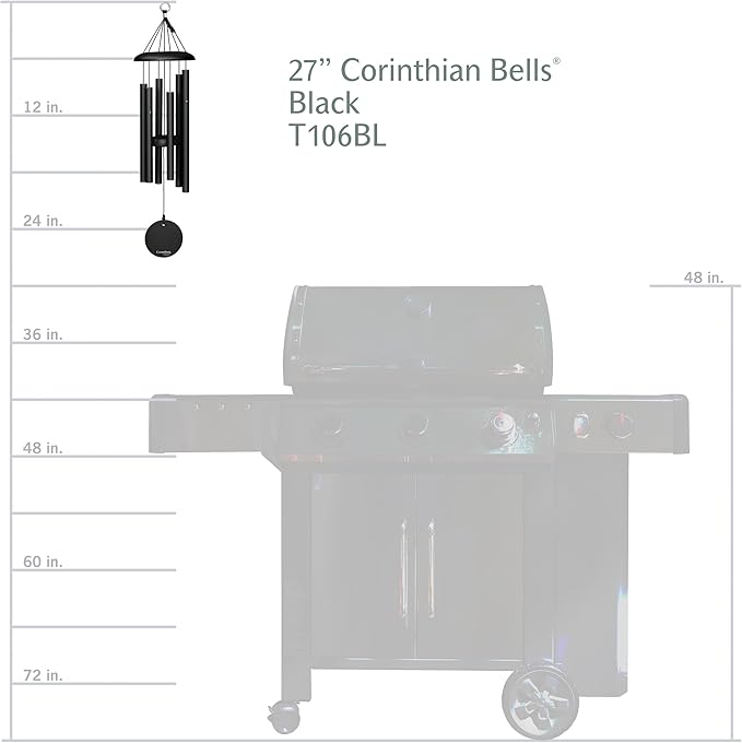 Corinthian Bells by Wind River - 27 inch Black Wind Chime for Patio, Backyard, Garden, and Outdoor Decor (Aluminum Chime) Made in The USA