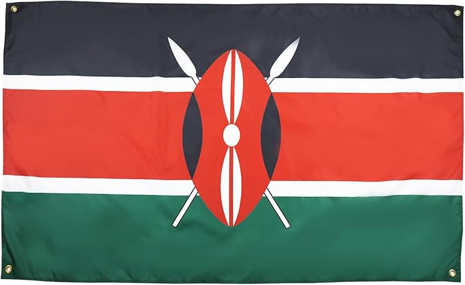 AZ FLAG Kenya Flag 150 x 90 cm with 4 Eyelets for Balcony or Wall