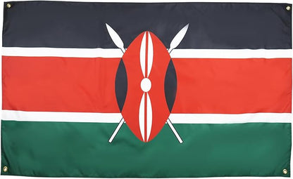AZ FLAG Kenya Flag 150 x 90 cm with 4 Eyelets for Balcony or Wall