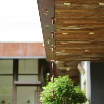 Rain Chain Home Decor, Outdoor 3.54 FT Rain Catcher Chain for Gutter Downspouts Divert for Roof Porch Lawn Gazebos Garden Drainage Eaves Decor (Pinecone) (Mushroom)