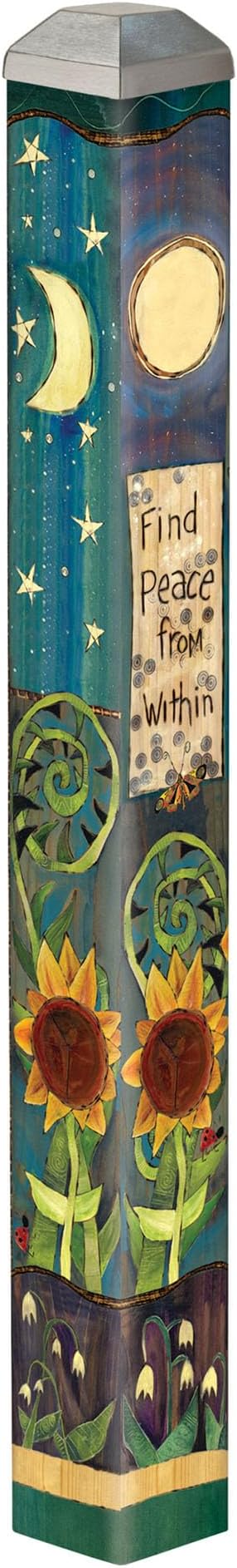 Studio M Art Pole, PVC Weather Resistant Pole with Vinyl Bowl 16 inches Tall Outdoor Decoration for Gardens, Patios, Yards, Landscaping and Birding Accessories, Find Peace from Within