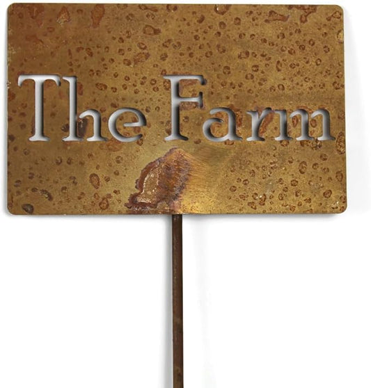 Classic Metal Garden Markers Clearance Items 20 to 33 Inches Tall (The Farm, Naturally Rusted)