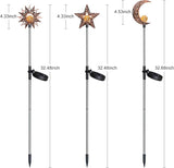 Solar Garden Stake Lights, Moon Sun Star Yard Decorations Outdoor 3 Pack Solar Garden Decor for Lawn, Pathway, Flower Bed, Memorial Garden, Patio Outdoor Gifts for Mom, Loved Ones