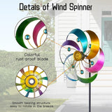 DREAMYSOUL 2 Packs Metal Wind Spinners Outdoor, Colorful Pinwheels for Yard and Garden, Kinetic Wind Spinner & Sculpture