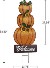 Linfevisi Pumpkin Yard Sign Stakes Stacked Pumpkin Garden Stakes Outdoor Metal Fall Decor Welcome Signs Lawn Ornaments for Autumn Harvest Thanksgiving Halloween 38.4"