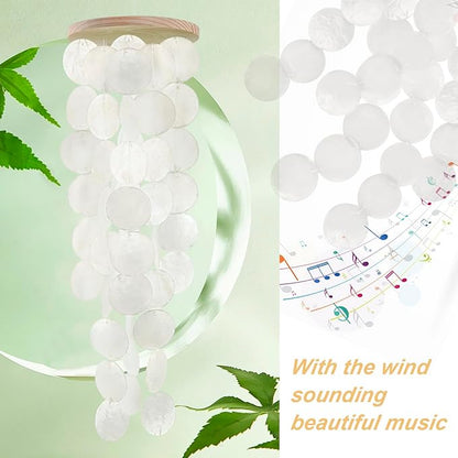 Wind Chimes for Outside - Handcrafted White Capiz Shells Windchime Coastal Style Decor for Indoor/Outdoors, Garden Decor, Great for Women, Wind Chimes Lovers and More