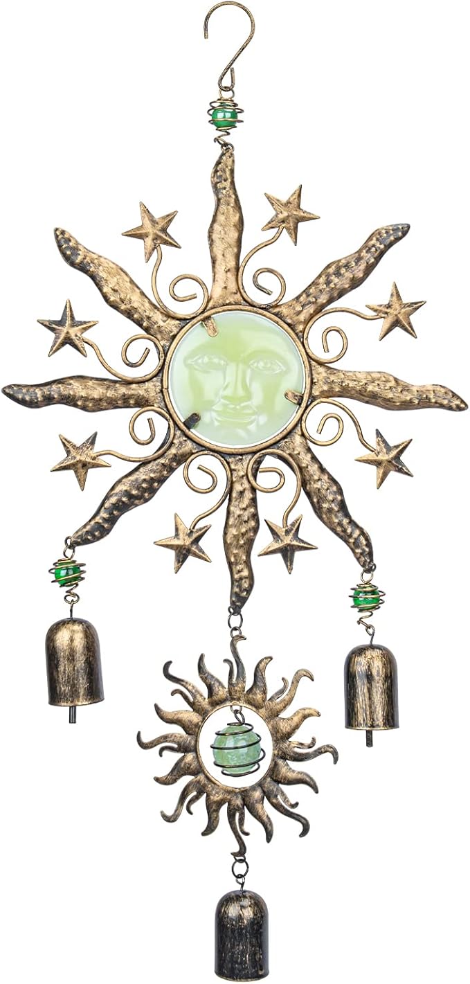 Taman Wind Chime - 22" Sun Face Wind Chimes Valentine's Day Gift for Outdoor Garden, Patio Decor for Spiritual Gifts, Memorial Gift, Outside Hanging Decor for Mom Women Grandma