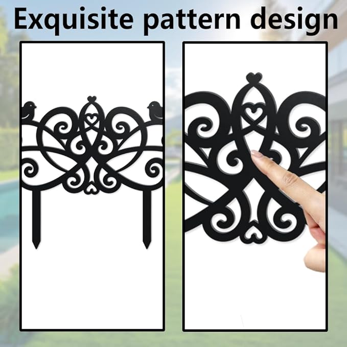 WADORN Birds Fence Silhouette Garden Stakes Decor, Metal Birds Fence Gifts Stakes Statues Ornaments for Yard Art Black Silhouette Yard Outside Decor for Backyard Lawn Patio Outdoor, 14.2x11Inch