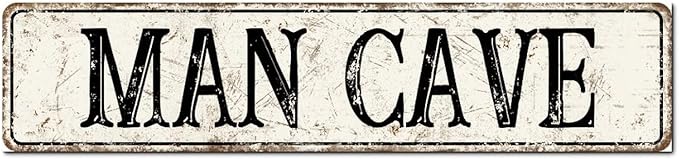 Madcolitote Personalized Man Cave Street Sign Vintage Man Cave Wood Signs Wall Decorations for Living Room Rustic Wall Art Home Decor for Home Man Cave Door Porch Garden Party 4x18in