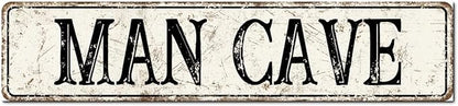 Madcolitote Personalized Man Cave Street Sign Vintage Man Cave Wood Signs Wall Decorations for Living Room Rustic Wall Art Home Decor for Home Man Cave Door Porch Garden Party 4x18in