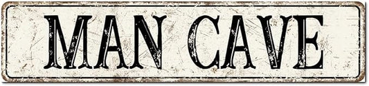 Madcolitote Personalized Man Cave Street Sign Vintage Man Cave Wood Signs Wall Decorations for Living Room Rustic Wall Art Home Decor for Home Man Cave Door Porch Garden Party 4x18in