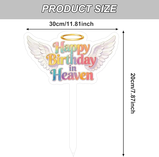 Happy Birthday Grave Decorations, Grave Marker Metal Memorial Remembrance Stake Decor for Garden Yard Outdoor Birthday Decoration Supplies, Heart Memorial Plaque Stake
