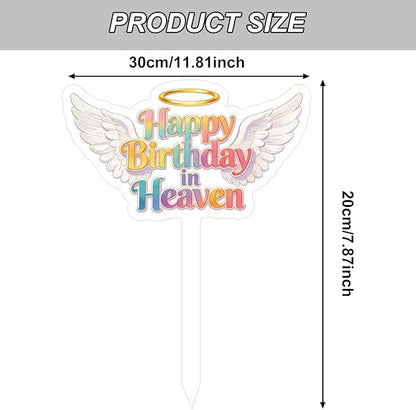 Happy Birthday Grave Decorations, Grave Marker Metal Memorial Remembrance Stake Decor for Garden Yard Outdoor Birthday Decoration Supplies, Heart Memorial Plaque Stake