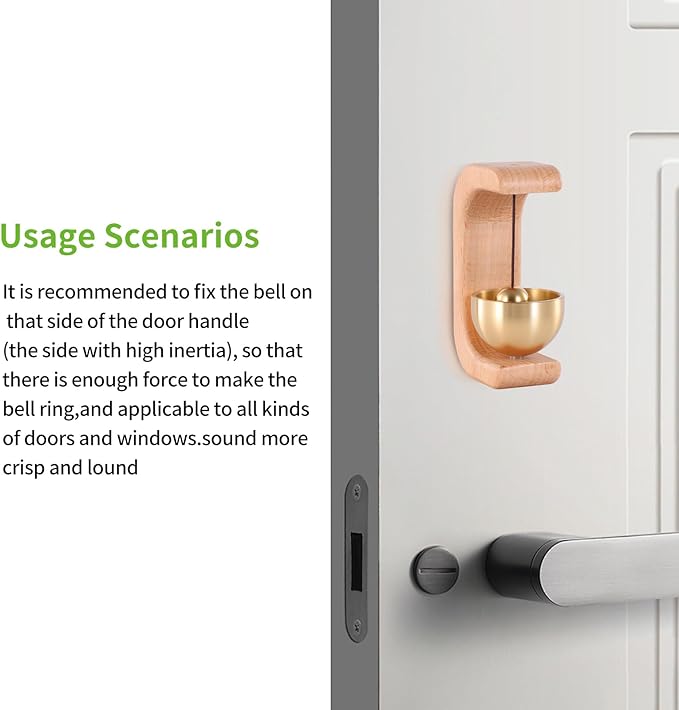 Beech Wood Shopkeepers Wooden Doorbell - Magnetic Wind Chime for Door Opening - Unique Office Ornament and Windchime Decoration for Business Entrance, Travel Trailer Fridge Sticker and Barn Door RV