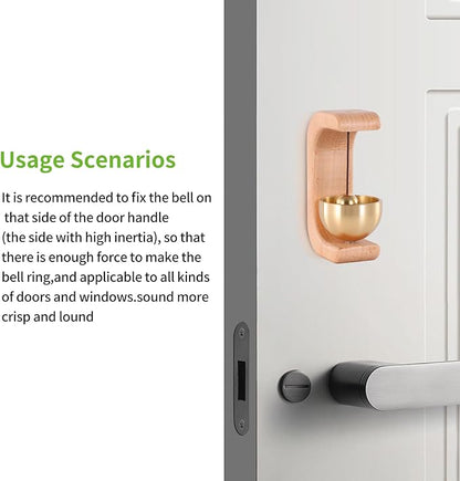 Beech Wood Shopkeepers Wooden Doorbell - Magnetic Wind Chime for Door Opening - Unique Office Ornament and Windchime Decoration for Business Entrance, Travel Trailer Fridge Sticker and Barn Door RV