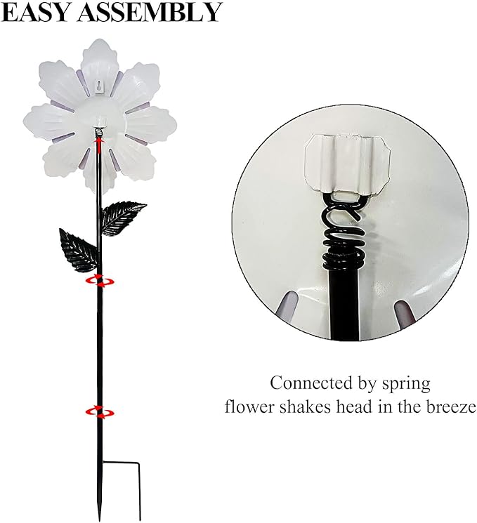 Metal Flower Garden Stakes Yard Art, 42" Large Handcrafted Purple Metal Outdoor Decor Lawn Pathway Ornaments Garden Decorations