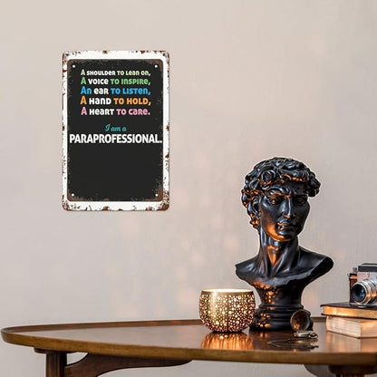 Patio Wall Decor I Am A Paraprofessionals Cafech Vintage Signs Metal Outdoor Vintage Retro Tin Sign: Decorative Wall Art For Bathroom,Yard,Wedding,Street,Garage,And More 8X12inch